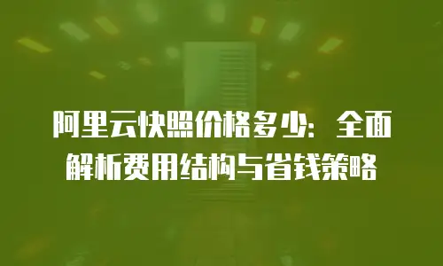 阿里云快照价格多少：全面解析费用结构与省钱策略