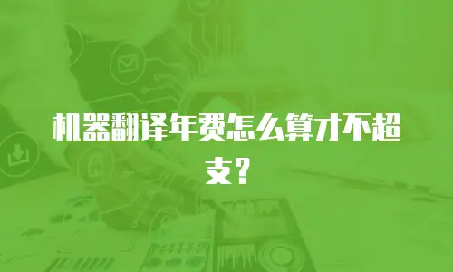机器翻译年费怎么算才不超支？