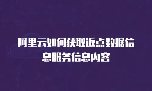 阿里云如何获取返点数据信息服务信息内容