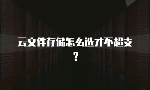 云文件存储怎么选才不超支？