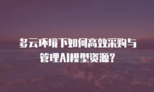 多云环境下如何高效采购与管理AI模型资源？