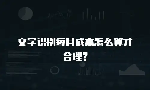 文字识别每月成本怎么算才合理？