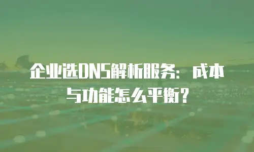 企业选DNS解析服务：成本与功能怎么平衡？