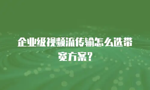 企业级视频流传输怎么选带宽方案？