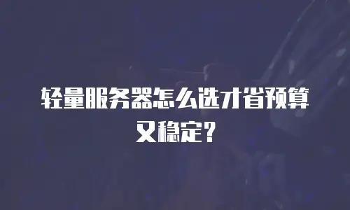 轻量服务器怎么选才省预算又稳定？