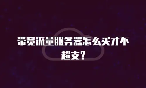 带宽流量服务器怎么买才不超支？