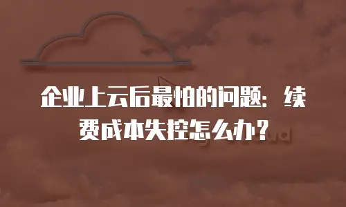 企业上云后最怕的问题：续费成本失控怎么办？