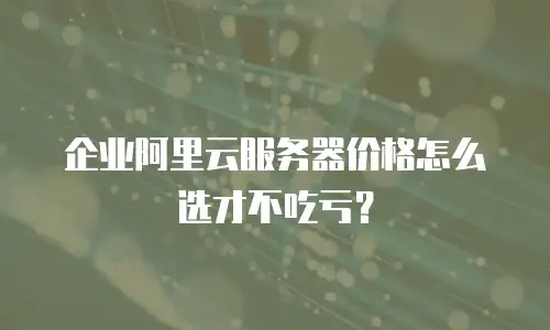 企业阿里云服务器价格怎么选才不吃亏？
