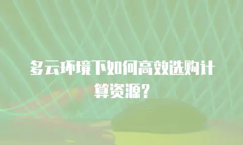 多云环境下如何高效选购计算资源？