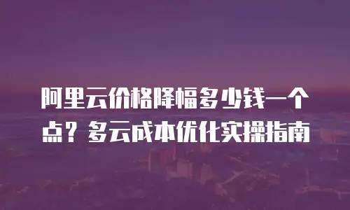 阿里云价格降幅多少钱一个点？多云成本优化实操指南
