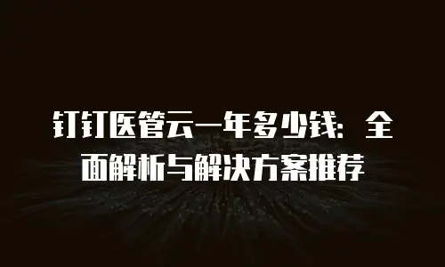 钉钉医管云一年多少钱：全面解析与解决方案推荐