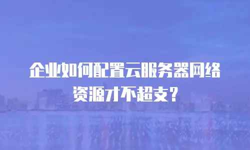 企业如何配置云服务器网络资源才不超支？