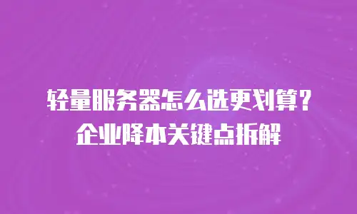 轻量服务器怎么选更划算？企业降本关键点拆解