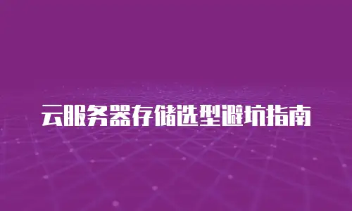 云服务器存储选型避坑指南