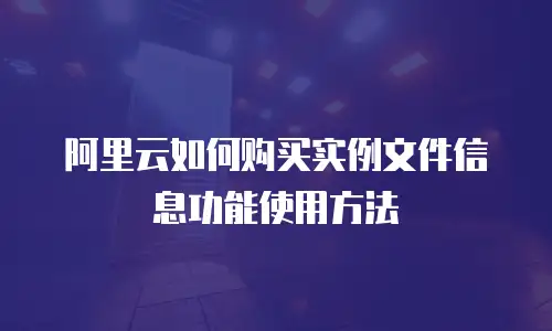 阿里云如何购买实例文件信息功能使用方法