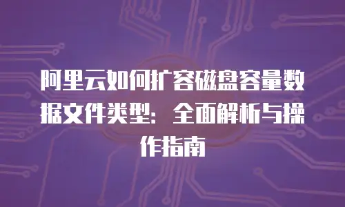 阿里云如何扩容磁盘容量数据文件类型：全面解析与操作指南