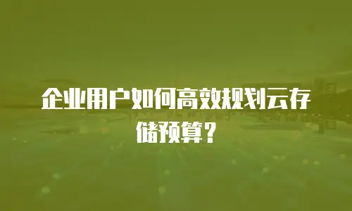 企业用户如何高效规划云存储预算？