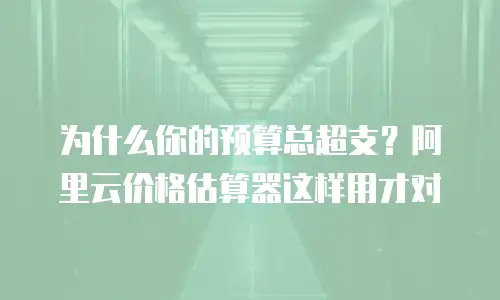 为什么你的预算总超支？阿里云价格估算器这样用才对