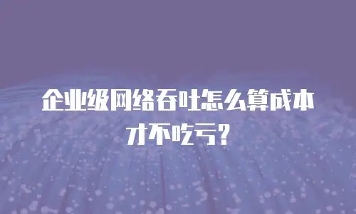 企业级网络吞吐怎么算成本才不吃亏？