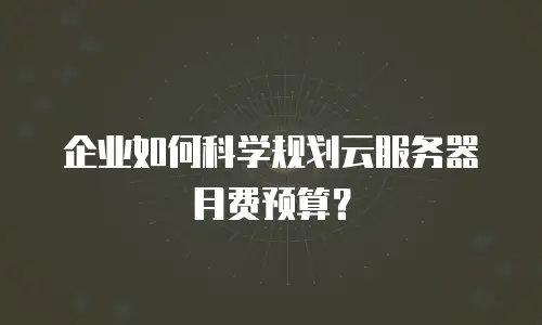 企业如何科学规划云服务器月费预算？
