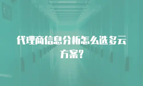 代理商信息分析怎么选多云方案？