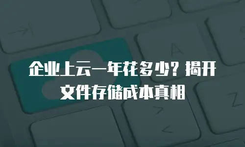 企业上云一年花多少？揭开文件存储成本真相