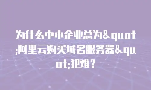 为什么中小企业总为"阿里云购买域名服务器"犯难？