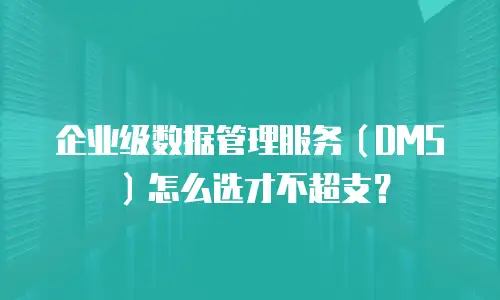 企业级数据管理服务（DMS）怎么选才不超支？