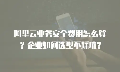 阿里云业务安全费用怎么算？企业如何选型不踩坑？