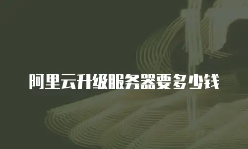 阿里云升级服务器要多少钱