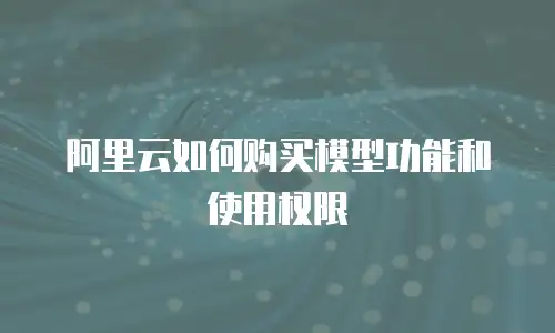 阿里云如何购买模型功能和使用权限