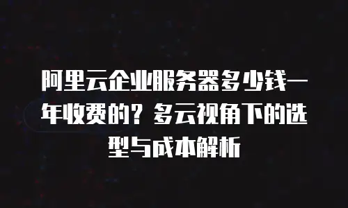 阿里云企业服务器多少钱一年收费的？多云视角下的选型与成本解析