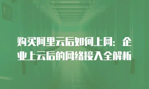 购买阿里云后如何上网：企业上云后的网络接入全解析