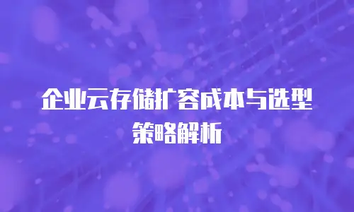 企业云存储扩容成本与选型策略解析