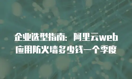 企业选型指南：阿里云web应用防火墙多少钱一个季度