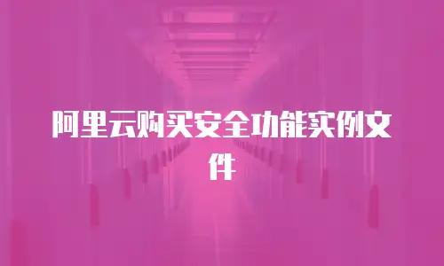 阿里云购买安全功能实例文件