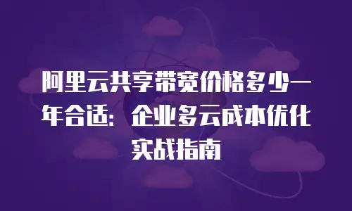 阿里云共享带宽价格多少一年合适：企业多云成本优化实战指南