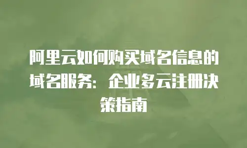 阿里云如何购买域名信息的域名服务：企业多云注册决策指南