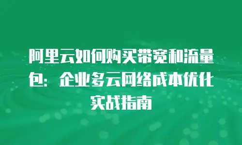 阿里云如何购买带宽和流量包：企业多云网络成本优化实战指南