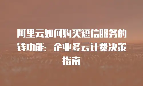 阿里云如何购买短信服务的钱功能：企业多云计费决策指南