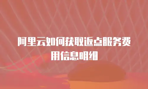 阿里云如何获取返点服务费用信息明细