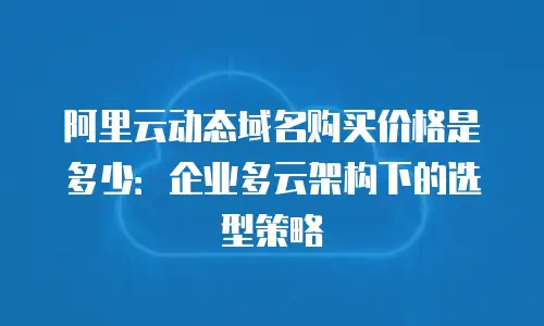 阿里云动态域名购买价格是多少：企业多云架构下的选型策略