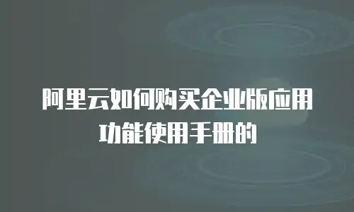 阿里云如何购买企业版应用功能使用手册的