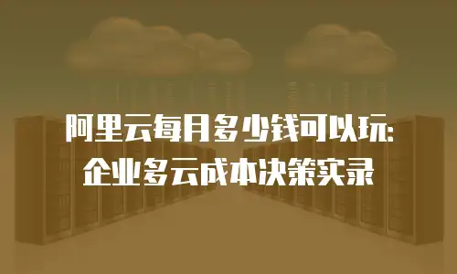 阿里云每月多少钱可以玩：企业多云成本决策实录