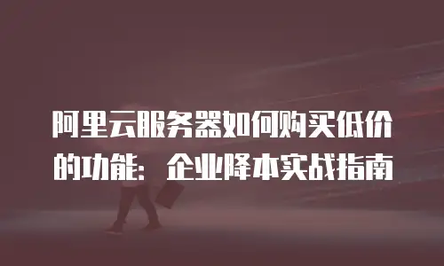 阿里云服务器如何购买低价的功能：企业降本实战指南