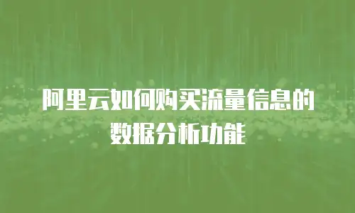 阿里云如何购买流量信息的数据分析功能