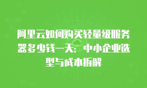 阿里云如何购买轻量级服务器多少钱一天：中小企业选型与成本拆解