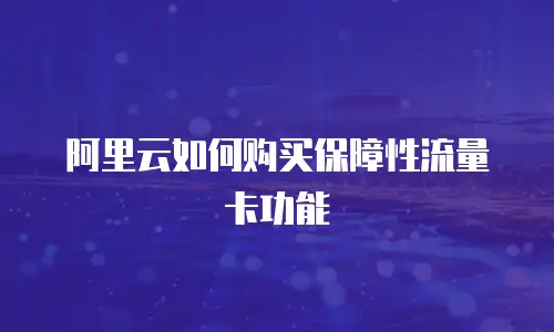 阿里云如何购买保障性流量卡功能