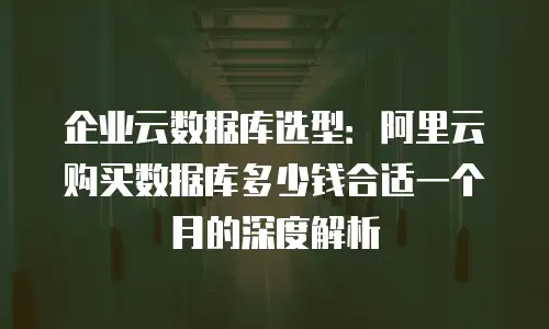 企业云数据库选型：阿里云购买数据库多少钱合适一个月的深度解析