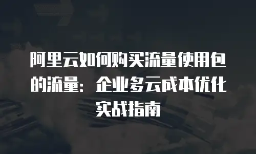阿里云如何购买流量使用包的流量：企业多云成本优化实战指南